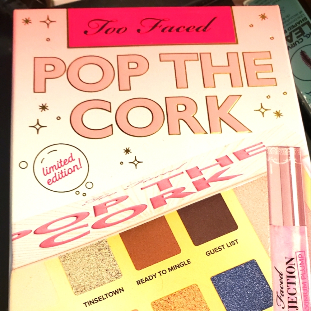 Too Faced Pop the Cork Limited Edition Eye & Face Palette + Lip Injection NIB NE